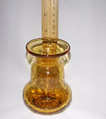 Buy Vintage  'Bell Shaped'  Amber Gold Crackle Glass - 4  Vase • 7.51£