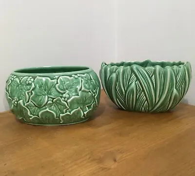 Buy Two Vintage SylvaC Green Bulb Planter Trough Pots / Vases, Ivy Ware And Hyacinth • 10£