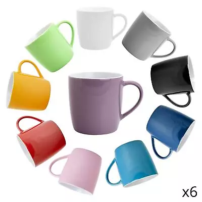 Buy 6x Coloured Tea Coffee Mug Contemporary Ceramic Drinks Mugs - 350ml • 17£