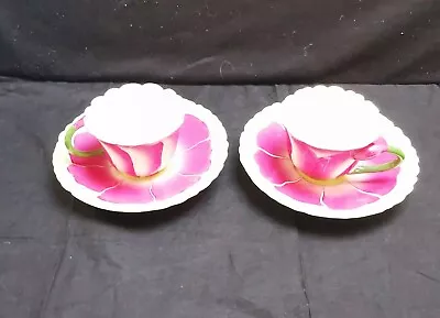 Buy Vintage Pair Of Laura Ashley Hand Decorated Flower Tea Cups & Saucers V.g.c. • 19£