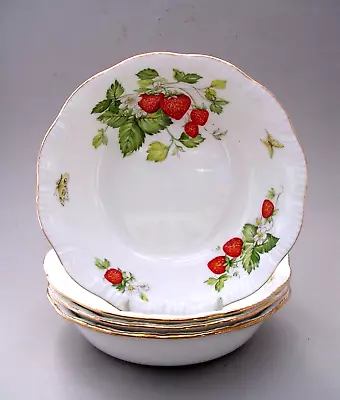 Buy Rosina China - Queen's - Virginia Strawberry -  4 Soup / Cereal Bowls Gold Trim • 32£