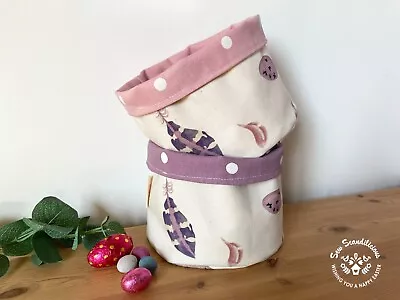 Buy Handmade Storage Basket - Emma Bridgewater Egg & Feather Pink Purple • 10£