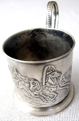 Buy USSR Soviet Old Silver Plated Melchior “Troika” Glass Holder, Signed, 1958 • 71.13£