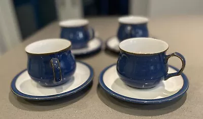Buy Denby Imperial Blue Teacups & Saucers Set Of X4 VGC • 22£