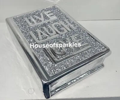 Buy Crushed Diamond Silver Crystal Diamond Live Laugh Love Book Ornament✨ • 22.99£