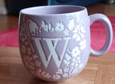 Buy Fox & Ivy Tesco Pale Lilac Floral Initial W Mug Candy Alphabet Cup Coffee Tea  • 8.99£