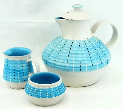 Buy Denby Burlington Blue Coffee Pot, Sugar Bowl & Cream Jug, 1950s/1960s Classic! • 29£