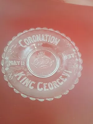 Buy Vintage King George VI Glass Coronation Plate May 12 1937 • 6.99£