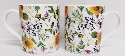 Buy Sunflowers Meadow Mugs Set 6 Fine China 14oz 400ml Large Balmoral Floral Cups • 32£