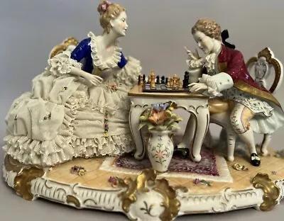 Buy Stunning Huge Dresden Porcelain Lace Figurine, 16.5”Width, 10.5”Depth, 9.5”High • 1,025.38£