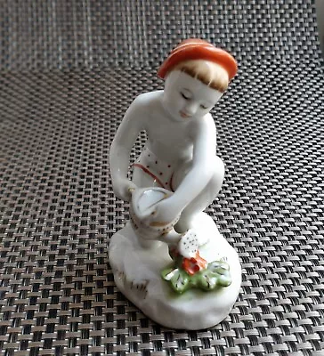 Buy Boy Watering Flowers  Vintage Porcelain Figurine 1950 Made In USSR Lomonosov • 236.06£