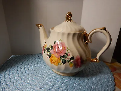 Buy Antique Sadler Teapot Pink & Yellow Roses Made In England PP 3422 R 1950 Era  • 43.40£