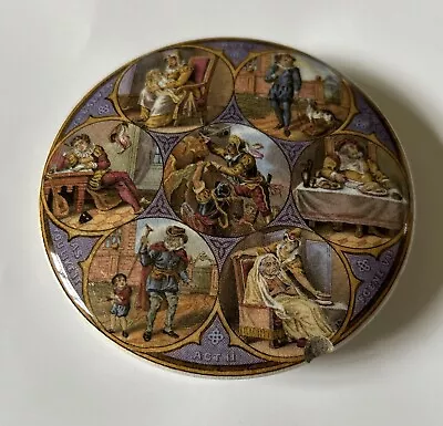 Buy The Seven Ages Of Man - Prattware Pot Lid - Vintage - Chipped - See Photos • 10£
