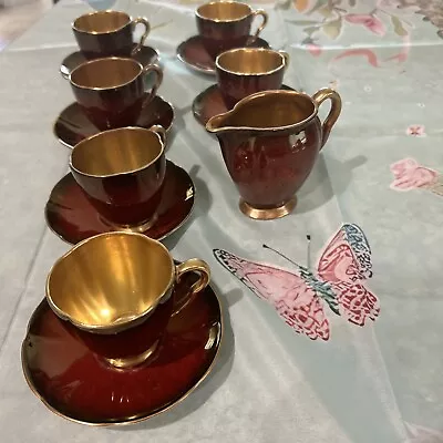 Buy Carlton Ware Handpainted Made In Eng Rouge Royal 6 Espresso Cups,Saucers-Creamer • 35.99£