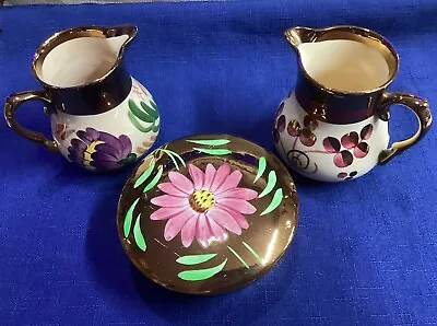 Buy Vintage Wade - Copper Lustre Jugs X2 & 1 Bowl, Beautiful & Different • 10£