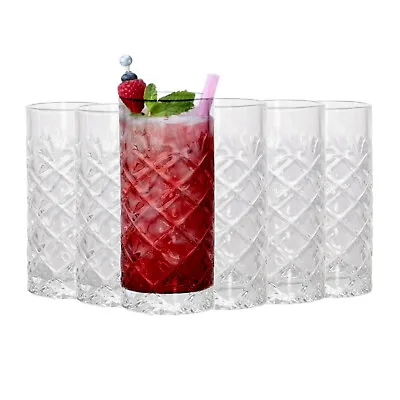 Buy 6x Cocktail Glasses Highball Cut Glass Mojito Shake Drinking Tumbler Party 250ml • 16.99£