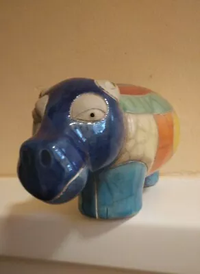 Buy Raku Hippopotamus With Crackle Glaze In Bright Cheerful Colours All Hand Made • 24£
