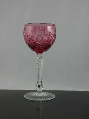 Buy Good Quality Bohemian Cut Crystal Cranberry Hock Wine Glass • 25£