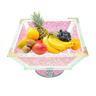 Buy XL Sparkly Pink Crushed Diamond Fruit Bowl Crystal Filled Bling Kitchen Decor • 44.99£