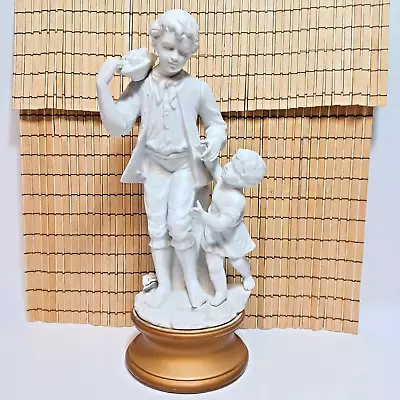 Buy Vintage Parian Ware Bisque Porcelain Statue Figure On Stand Man And Child 14” • 71.26£