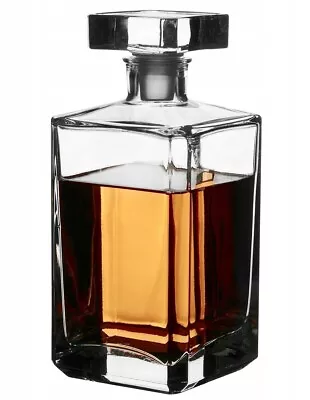 Buy Clearance Clear Glass Decanter For Whiskey, Spirits Square 700ml Height 25cm • 14.24£