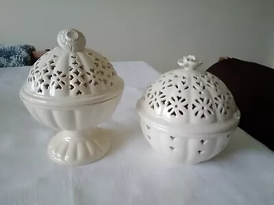 Buy Vintage Leedsware Classical Creamware Lidded Pedestal Bowl  & Pot Pourri Bowl • 3£