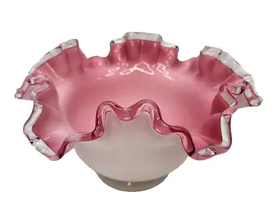 Buy Vintage Fenton Pink Milk Glass Ruffled Bowl 7 Inches • 37.92£