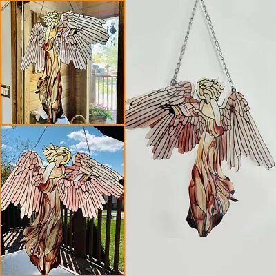 Buy Stained Suncatcher Acrylic Angel Glass Window Garden Home Hanging Decor Pendan☆ • 21.74£