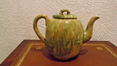 Buy Antique Dunmore Pottery Teapot Brown Green Mottled Glaze Scotland • 60£