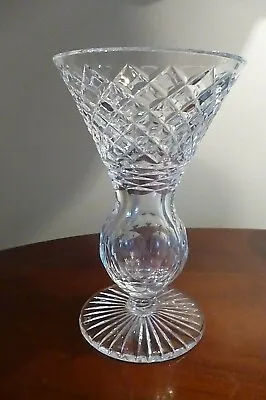 Buy Vintage Irish Tyrone Crystal 7¼   Dalriada Flared Footed Vase - VGC -  Signed • 18.99£