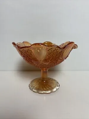 Buy Vintage Glass Marigold Iridescent Compote Star Pattern. • 8£