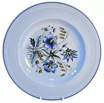 Buy Wood Ware 'Iris' 9 Inch Soup Bowl W. Blue Meadow Design Good Condition Unusual. • 6.50£
