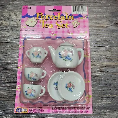 Buy Vintage Frenzy Toys Childrens Porcelain Tea Set 7pc. White Flowers Pink China • 5.68£