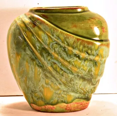 Buy Hand Made Pottery Vase Drip Glaze Green 4.5  • 18.90£