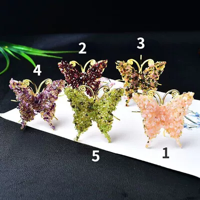 Buy 1PC Natural Crushed Crystal Stone Butterfly Sculpture Glitter Figurines Ornament • 14.89£