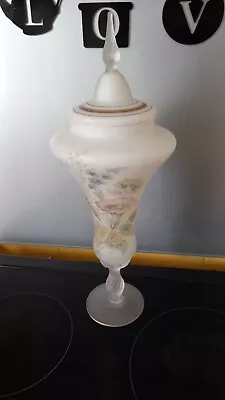 Buy Lovely Piece Opalscent  Vaseline ?? Vintage Glass Lidded Vase  • 10£