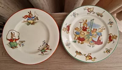 Buy Vintage Children's Plates Royal Winton Bunny's Playtime, ADAMS Ivory Titian Ware • 12.99£