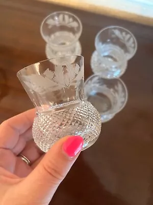 Buy Beautiful Vintage Edinburgh Crystal Thistle Whisky Glasses - Set 4 • 72£