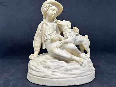 Buy Vintage Parian Ware-A Sitting Boy With His Dog Figurine • 20.13£