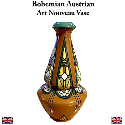 Buy Antique Art Nouveau Austrian Bohemian Ceramic Amphora Bottle Shaped Vase  • 75£