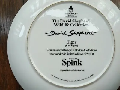 Buy David Shephard Collectable Plate Of Tiger Painting. Wedgewood Bone China • 5£