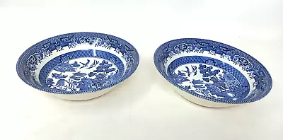 Buy 2 X Churchill China Vintage Blue Willow Pattern Pottery Cereal Soup Dessert Bowl • 13.99£