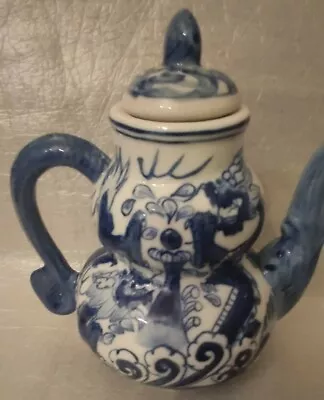 Buy Vintage Chinese Porcelain Teapot Dragon Blue And White • 69.60£