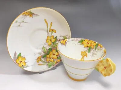 Buy Paragon Flower Tea Cup & Saucer Butterfly Handle Fine Bone China Yellow Rare • 409.50£