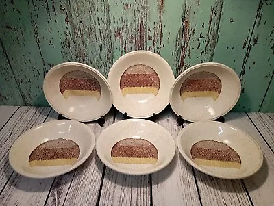Buy Retro Bilton's Cereal Soup Bowls 1960s Vintage Yellow And Brown Abstract Design • 28.80£