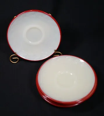 Buy Child's 4.5  SAUCER McKee Glass 1930's Laurel French Ivory RED RIM • 9.64£