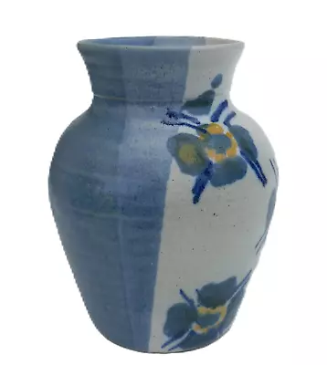 Buy SUZANNE MAY POTTERY IRELAND BLUE FLORAL VASE 15cm X 12cm • 9.99£