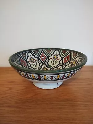 Buy Vintage Moroccan Pottery Safi Serving Bowl Wall Hanging Salad Signed • 15£