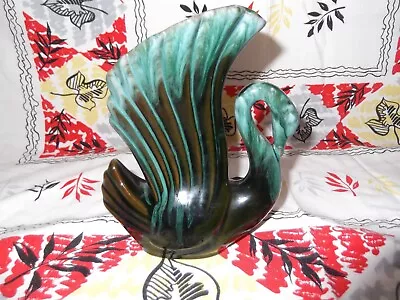 Buy Vintage Blue Mountain Pottery BMP Swan Vase Classic Glaze On Redware • 12.28£