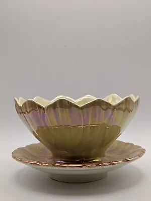 Buy Royal Winton Grimwades Art Deco Lustre China Flower Shaped Bowl & Saucer 1930s • 15.50£